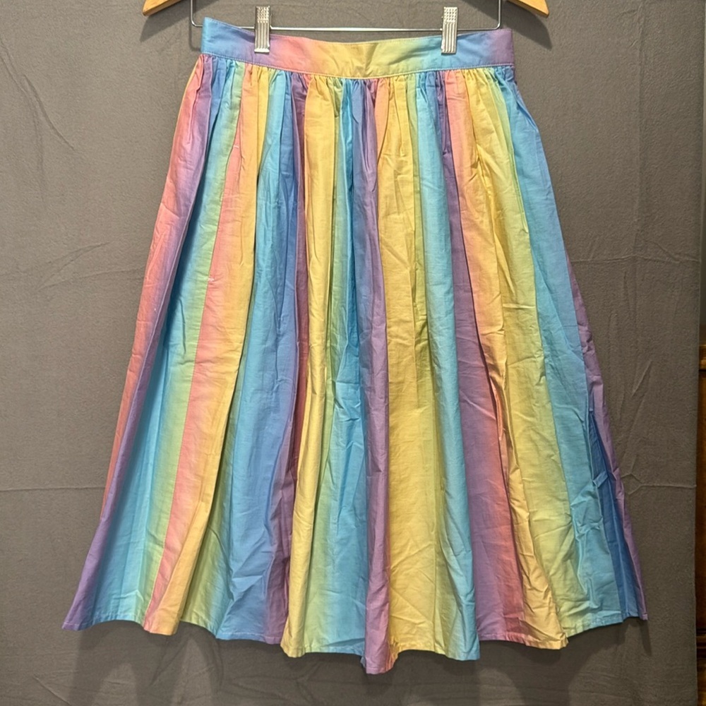 HELL BUNNY Retro A-Line Pleated Rainbow Skirt Women’s Size Small